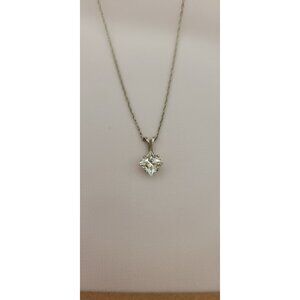 925 sterling silver 1ct Diamonique cubic zirconia princess cut cz 18.5 inch neck